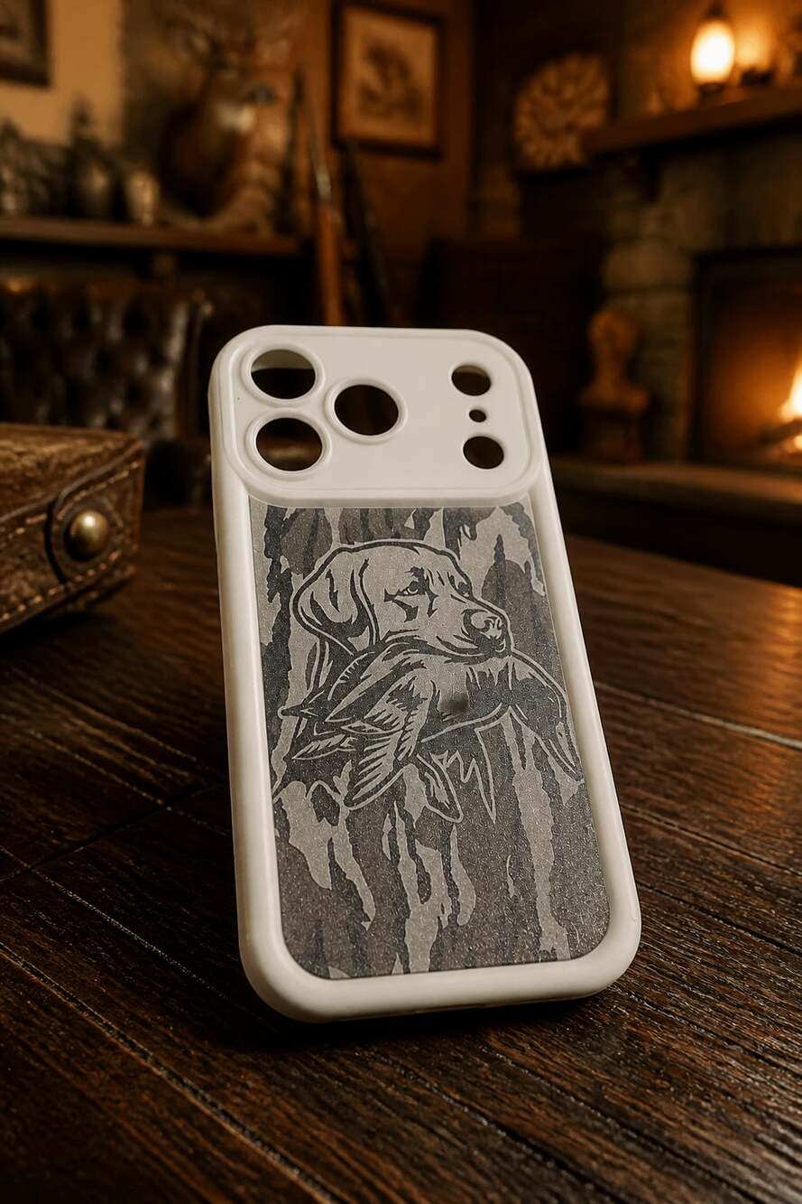 Camo Hunting Dog and Duck Print Shockproof TPU Phone Case for iPhone 17 Pro